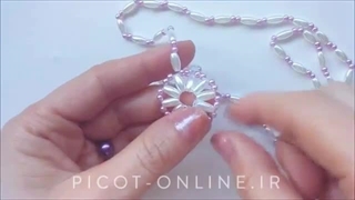 آموزش دوخت گردنبند ساده گل با منجوق