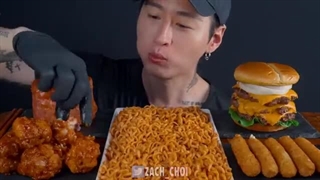 ASMR MUKBANG | Triple Cheeseburger, Spicy Noodles, Spam, Cheese Stick, Fried Chicken