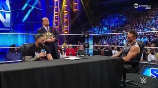 امضا کردن قرار داد رومن رینز و ال ای نایت برای رویداد Crown Jewel در شو اسمکدان 2023 | اکتبر 27