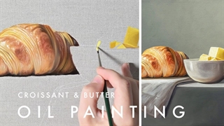 تایم لپس نقاشی کروسان با رنگ روغن