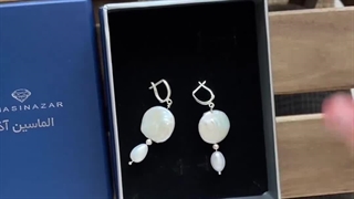 گوشواره مرواریدی نقره اصل آویز امگا