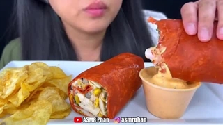 ASMR GIANT CHICKEN BURRITO? OR WRAP? Hmmmm! 